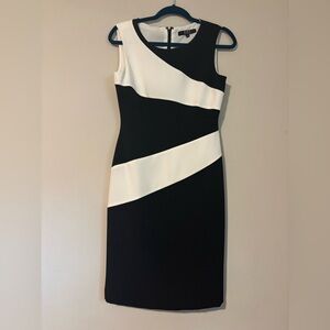 ALEX MARIE - Black and White Colorblock Sheath Dress - size 4